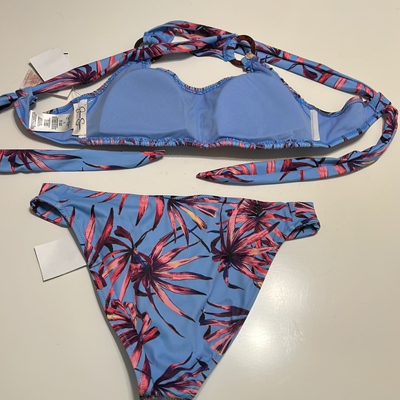 NWT Jessica Simpson Windy Palms Multi Lilac Bikini Top and Bottom M/L - Picture 8 of 11